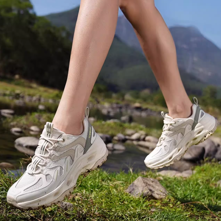TOREAD Sports Cushioning Slip Resistant Abrasion Resistant Coverage Low top Outdoor Shoes Women’s Ecru
