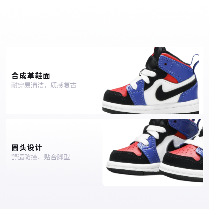 Детские кроссовки Jordan Air Jordan 1 Mid Top 3 (красный / синий) — фото 2