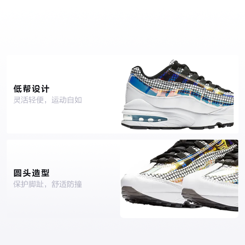 Кроссовки Nike NikeAir Max 95 GS (белые) — 白色/视线蓝/爆炸绿黄/黑 — фото 2