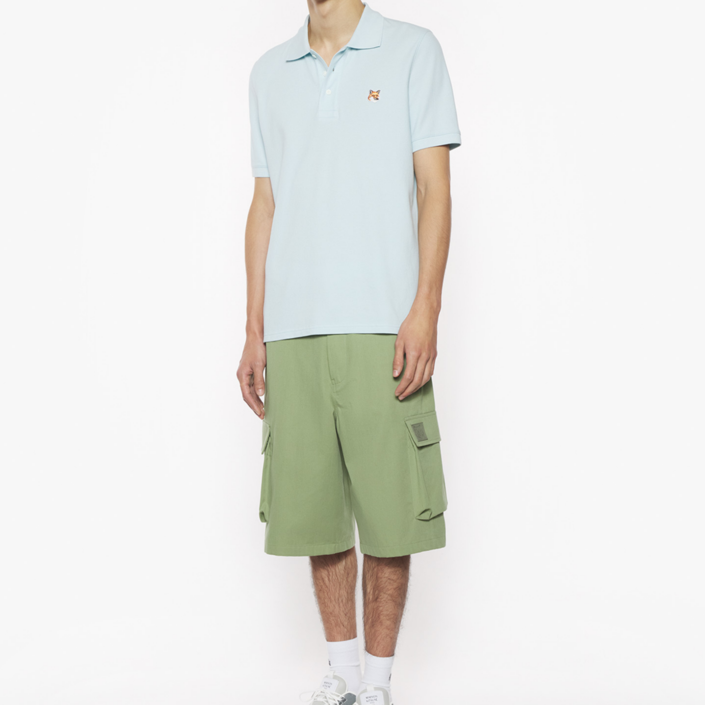Мужская футболка Polo Maison Kitsune (голубая) — фото 4