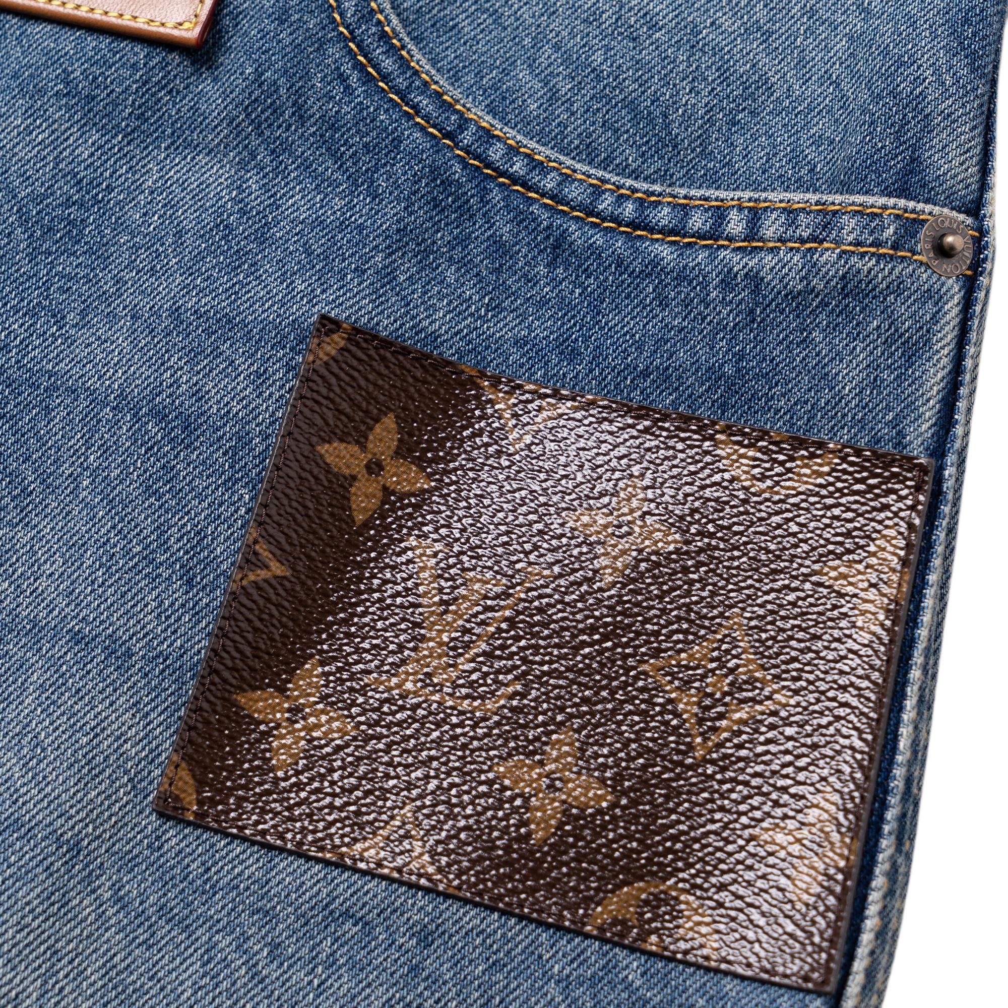 Женские джинсы Louis Vuitton Logo Patch (синие) — фото 6