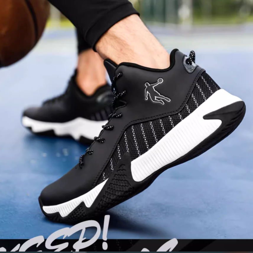 QIAODAN Cushioning Slip Resistant Low top Basketball Shoes Men’s Black White