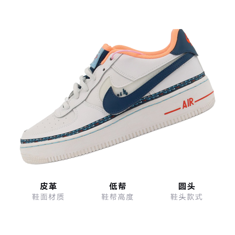 Кеды Nike Air Force 1 Mini Swoosh GS (белый / синий) — фото 3
