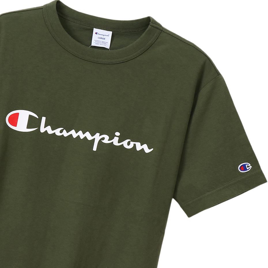 Футболка Champion Script Logo Tee (хаки) — фото 5