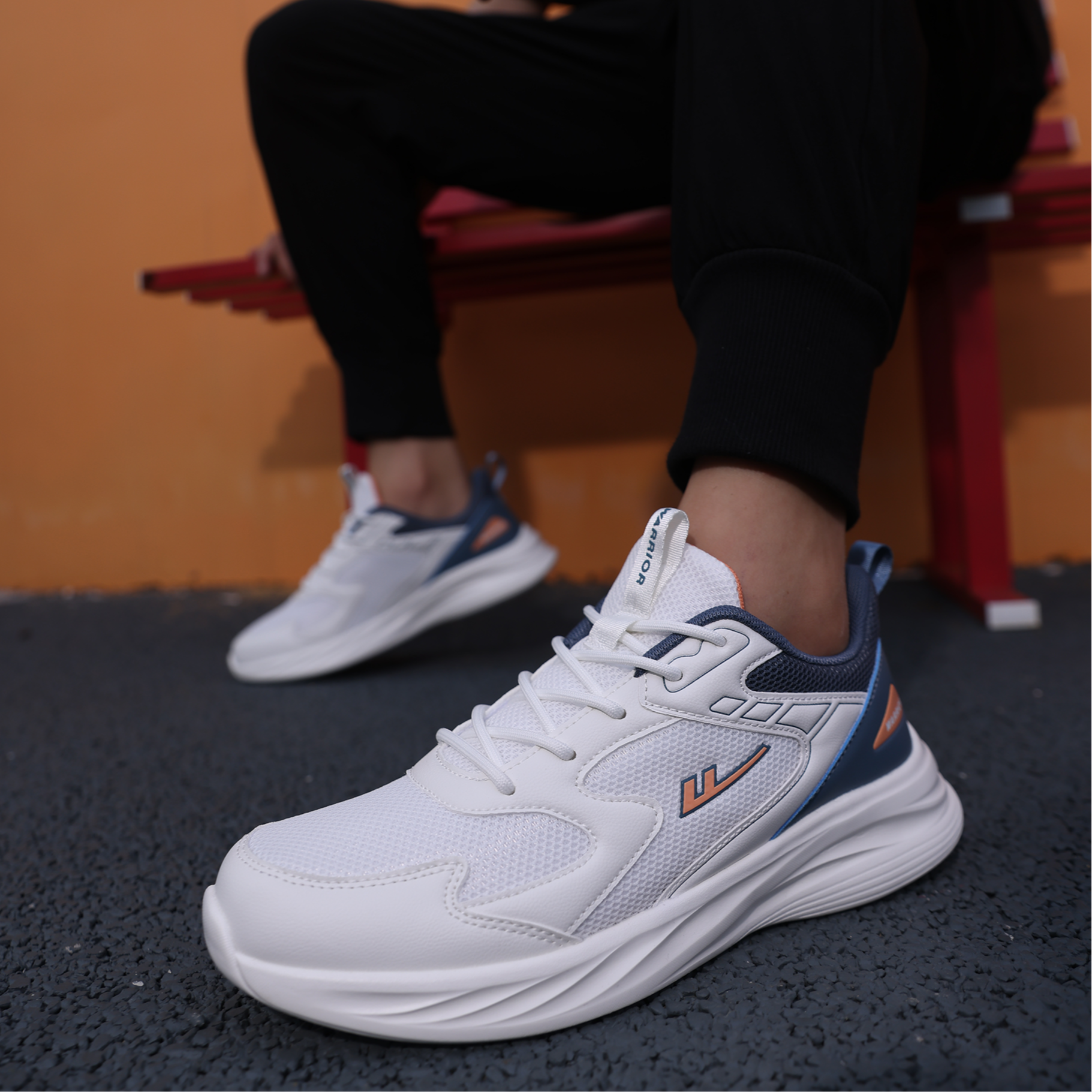 WARRIOR Low top Casual Shoes Men's White Ink Blue