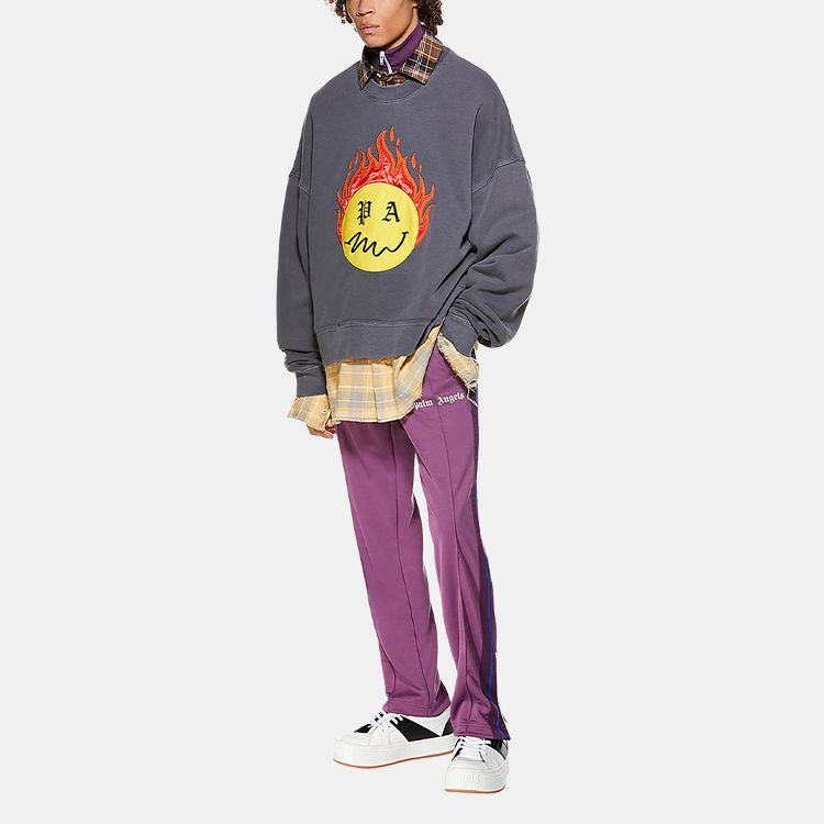 Мужское худи PALM ANGELS SS21 Burning Head (серое) — фото 4