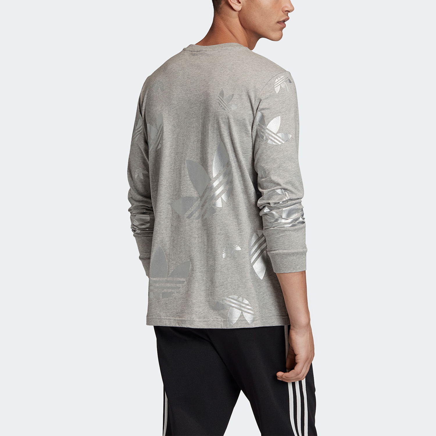 Мужской лонгслив adidas originals Trefoil Ref/Met Ls Tee (серый) — фото 4