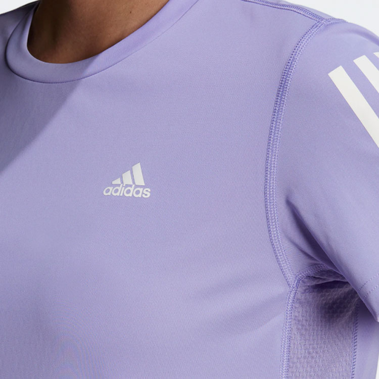 Adidas Running T Shirts Women’s Light Purple Crew Neck Moderate Straight Fit