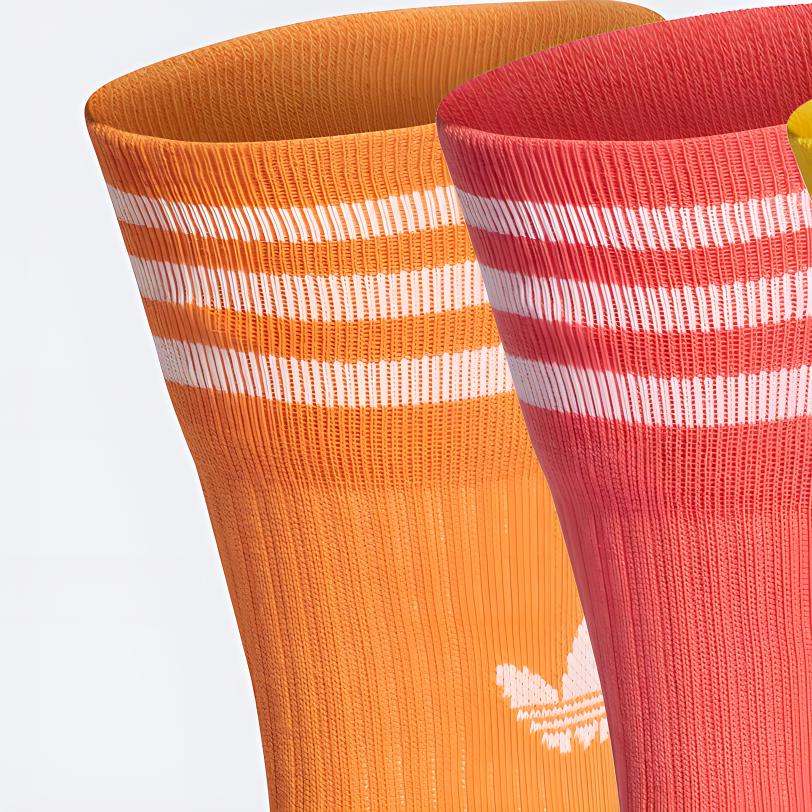 Adidas Crew Socks Unisex 1 Set 3 Pack Bright Pink Red/Deep Orange/Yellow