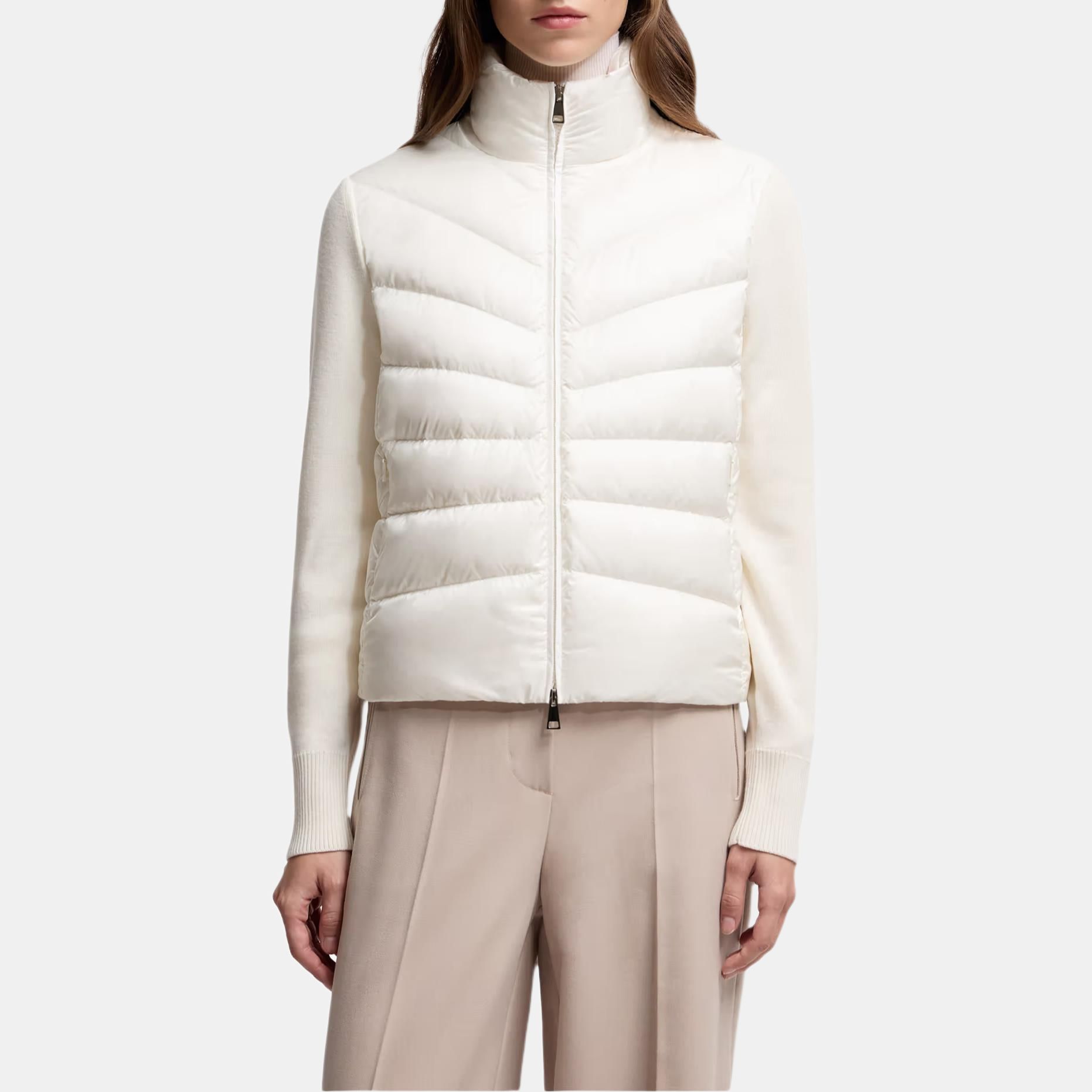 Женская куртка Moncler Padded Corduroy CARDIGAN FW24 Padded (белая) — фото 5
