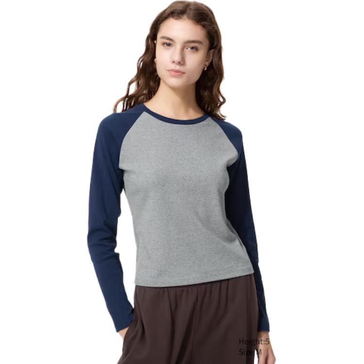 Женская футболка UNIQLO FW26 (серо-синяя) — фото 5