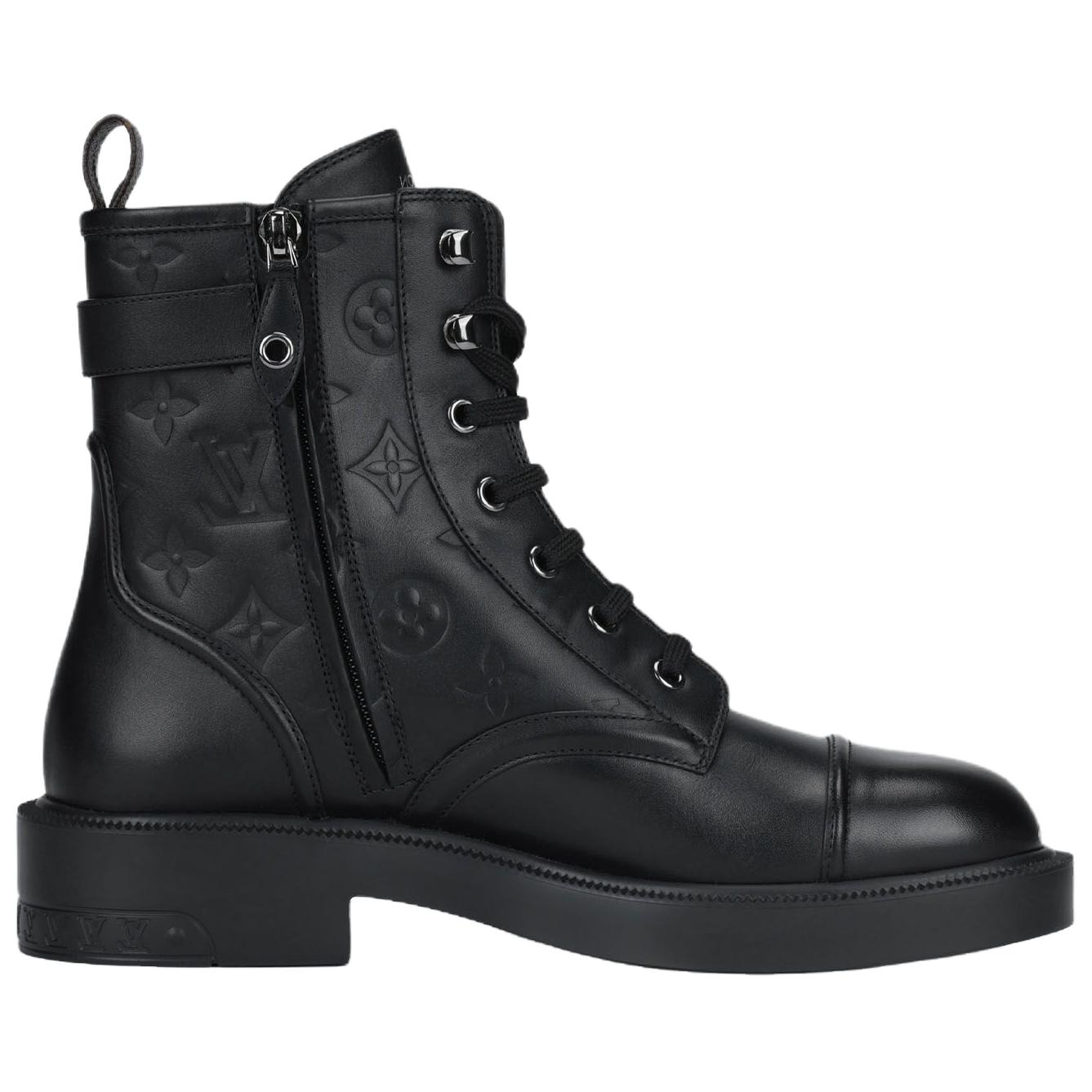 LOUIS VUITTON Citizen Calfskin Short Combat Boots Women's Black