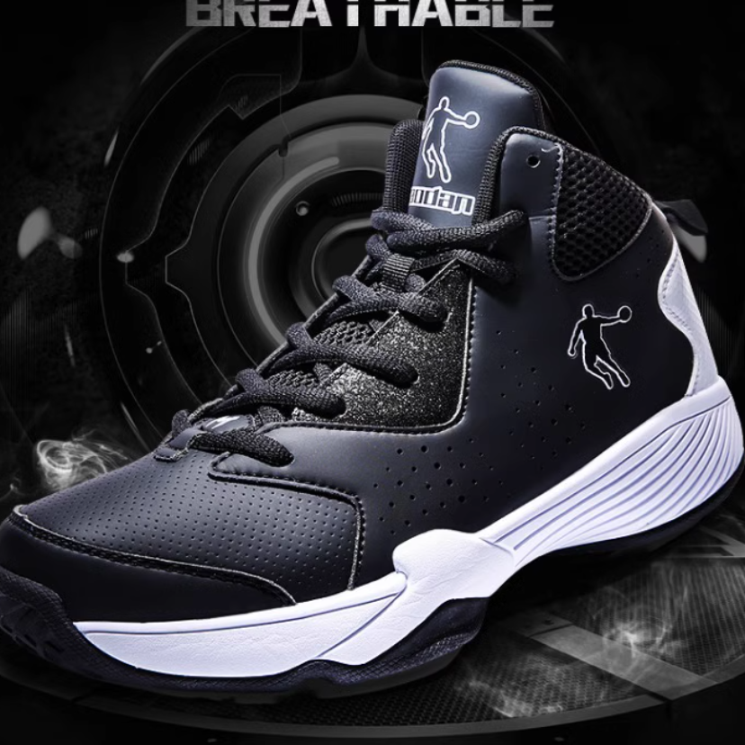 QIAODAN Abrasion Resistant, Breathable, Lightweight Low top Basketball Shoes Men’s Black White