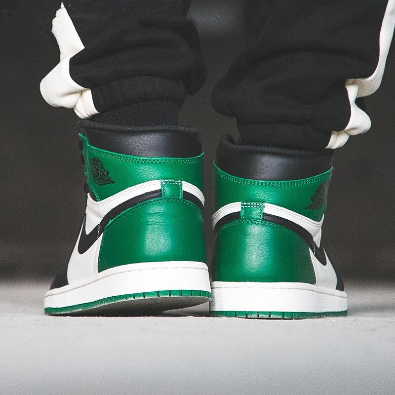 Кеды Jordan 1 Retro High Pine Green (черно-зеленые) — фото 5