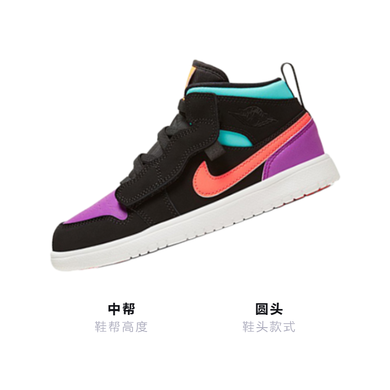 Детские кроссовки Jordan Air Jordan 1 BP (черно-серо-белые) — 紫/蒂芙尼蓝 — фото 3