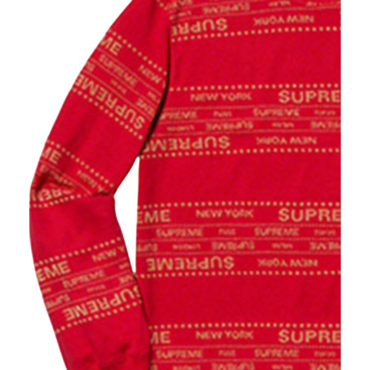 Свитшот Supreme SS19 Metallic Jacquard Crewneck (красный) — фото 3
