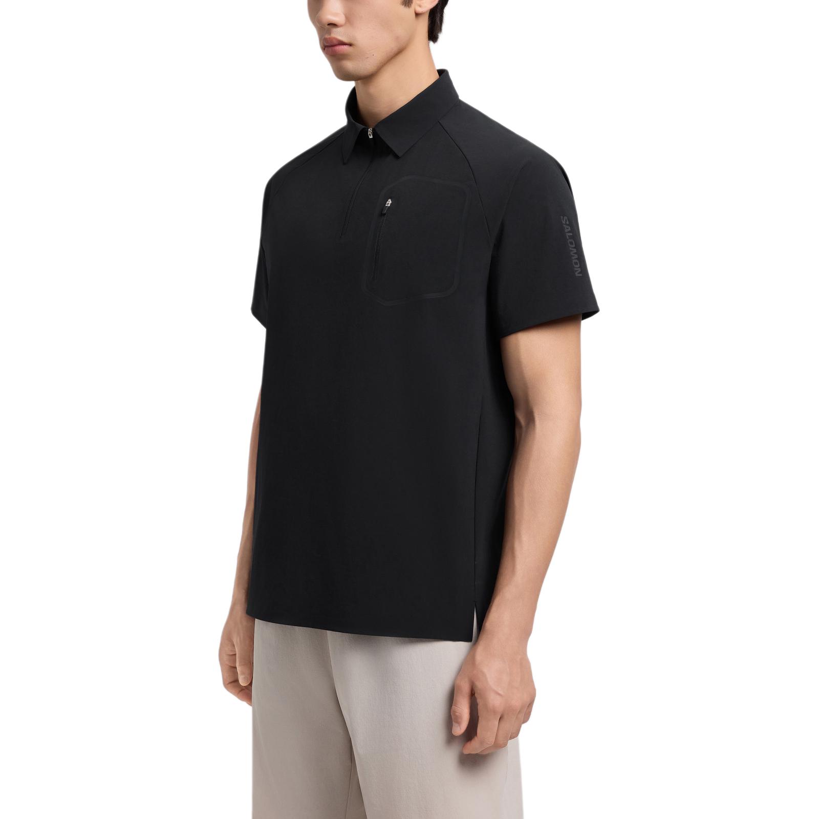 Мужская футболка Salomon SS26 PL WOVEN Polo (зеленый) — фото 4