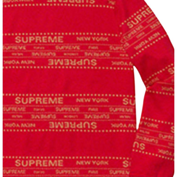 Свитшот Supreme SS19 Metallic Jacquard Crewneck (красный) — фото 2