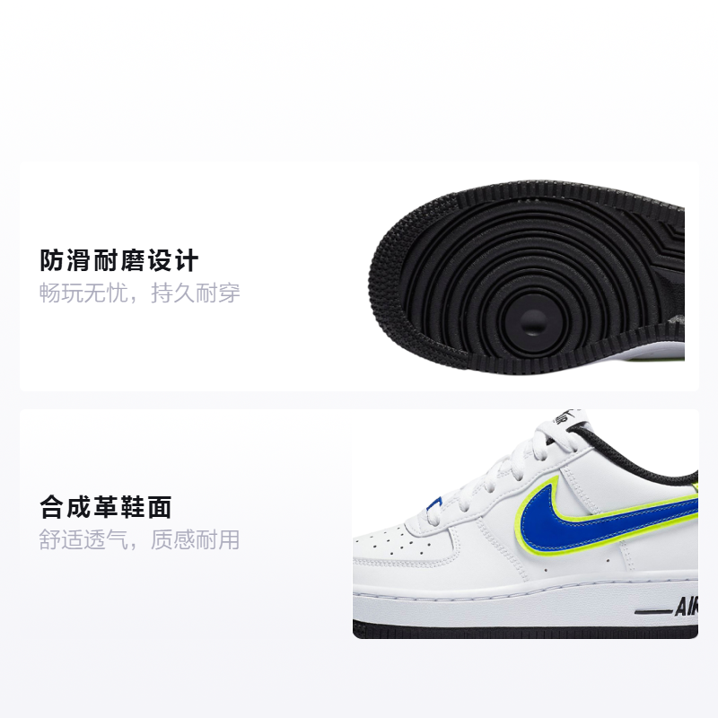 Кеды Nike NikeAir Force 1 07 (бело-сине-желтые) — фото 2
