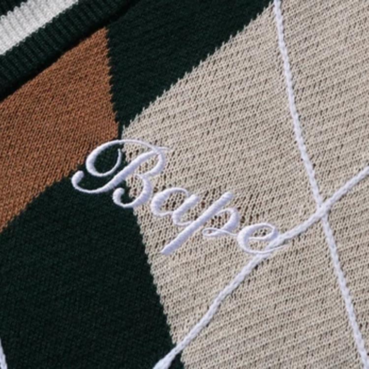 Женский жилет A BATHING APE BAPE Embroidery Argyle Knit Vest (разноцветный) — фото 2
