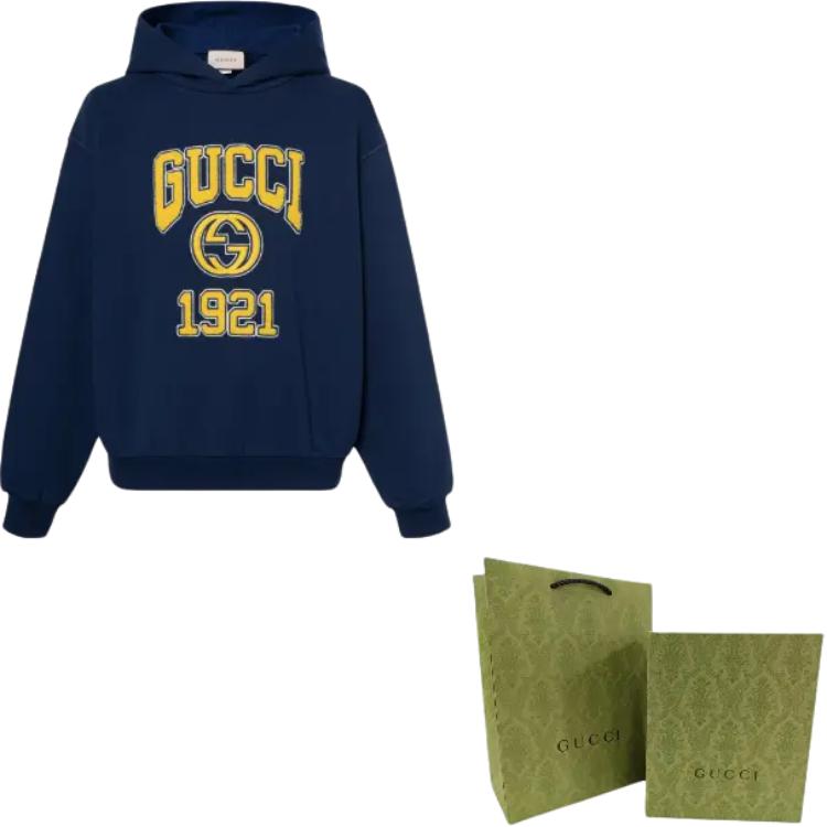 Мужское худи Gucci Logo Print (синее) — фото 12
