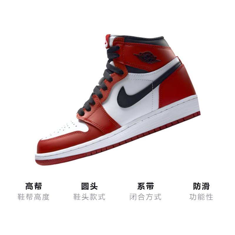 Кроссовки Jordan Air Jordan 1 Retro "Chicago" (бело-черно-красные) — Белый / красный / чёрный — фото 3