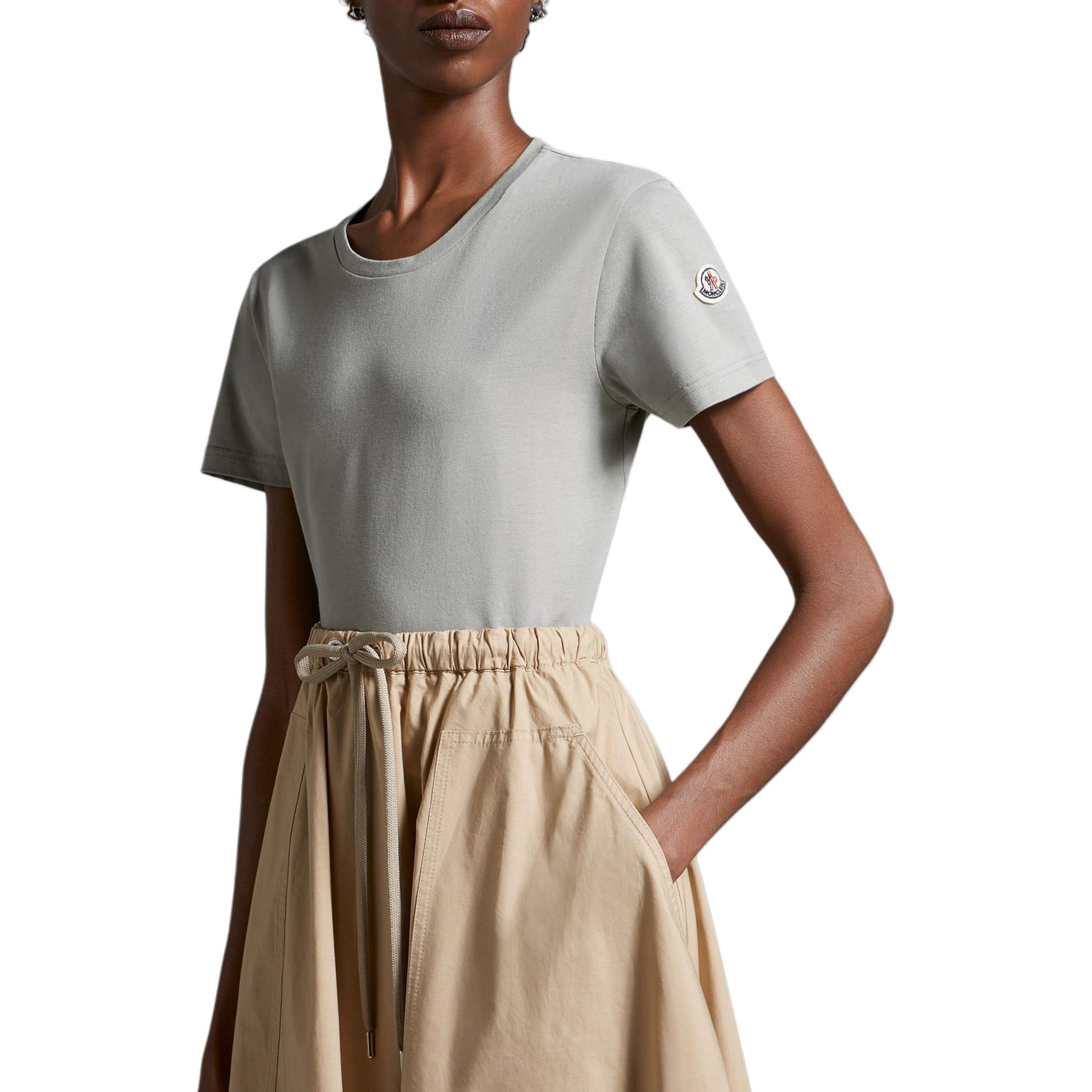 Женская футболка Moncler T (светло-серая) — фото 4