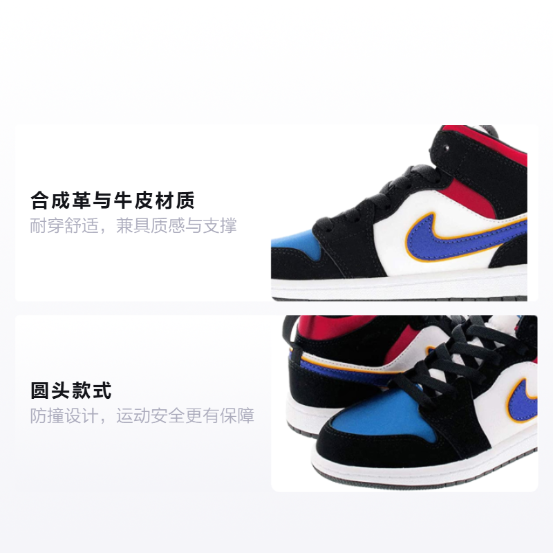 Детские кроссовки Jordan Air Jordan 1 Mid SE (сине-красные) — фото 2