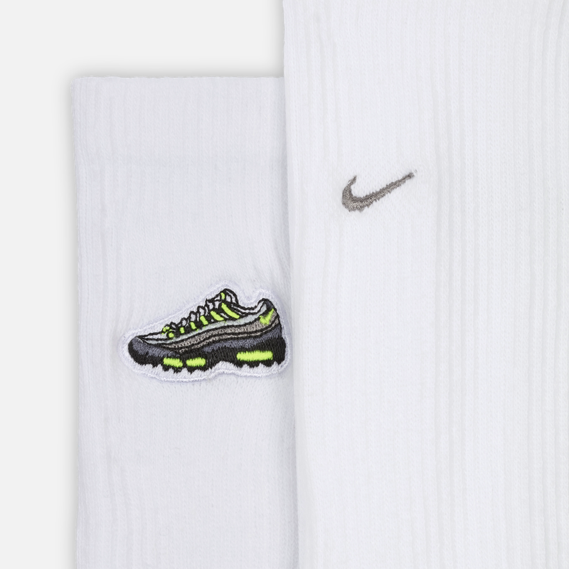 Nike Air Max 95 Crew Socks Unisex 1 Pack White/Medium Gray