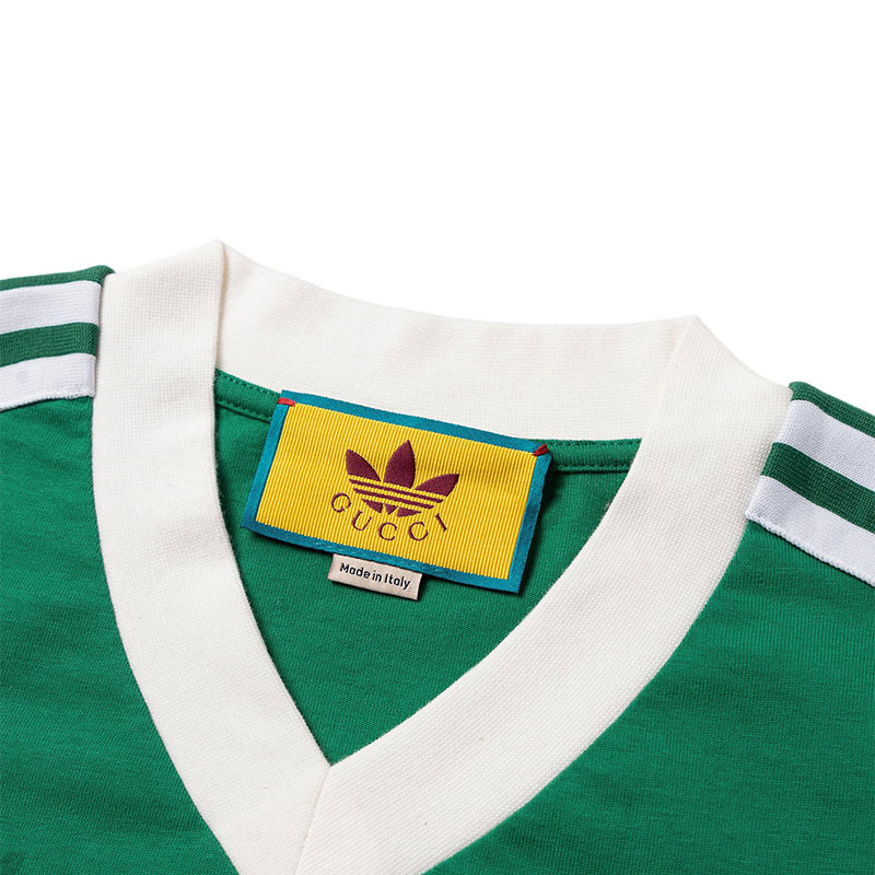 Футболка Gucci x adidas originals V-Neck (зеленая) — фото 6