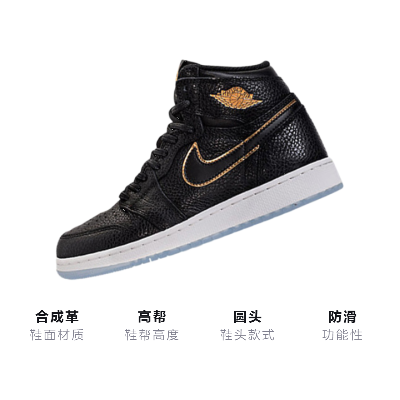 Кеды Jordan Air Jordan 1 High (черный / золотой) — Чёрный / золотой — фото 3
