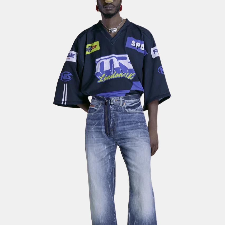 Мужская футболка Martine Rose Football Jersey (черная) — Черный — фото 3