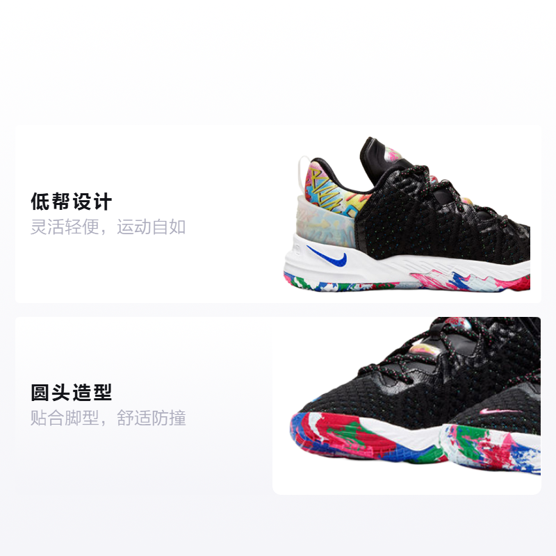 Детские кроссовки Nike Lebron 18 James Gang (черно-белый с розовым) — фото 2