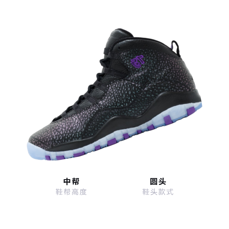 Кроссовки Jordan Air Jordan 10 Retro Paris GS (черно-фиолетовые) — Чёрный / фиолетовый / чёрный — фото 2