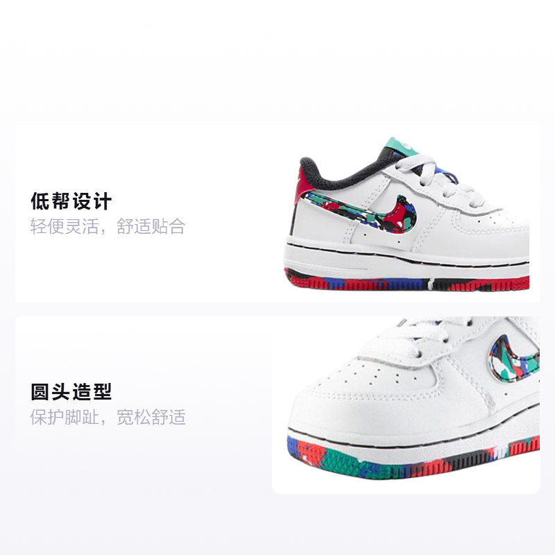 Детские кроссовки Nike Air Force 1 Low (бело-зелено-красные) — Белыйзелёныйкрасный — фото 2