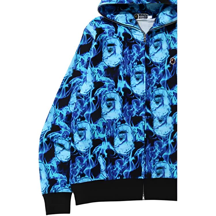 Худи A BATHING APE A BATHING APE FLAME WIDE FULL ZIP HOODIE (черное) — фото 3