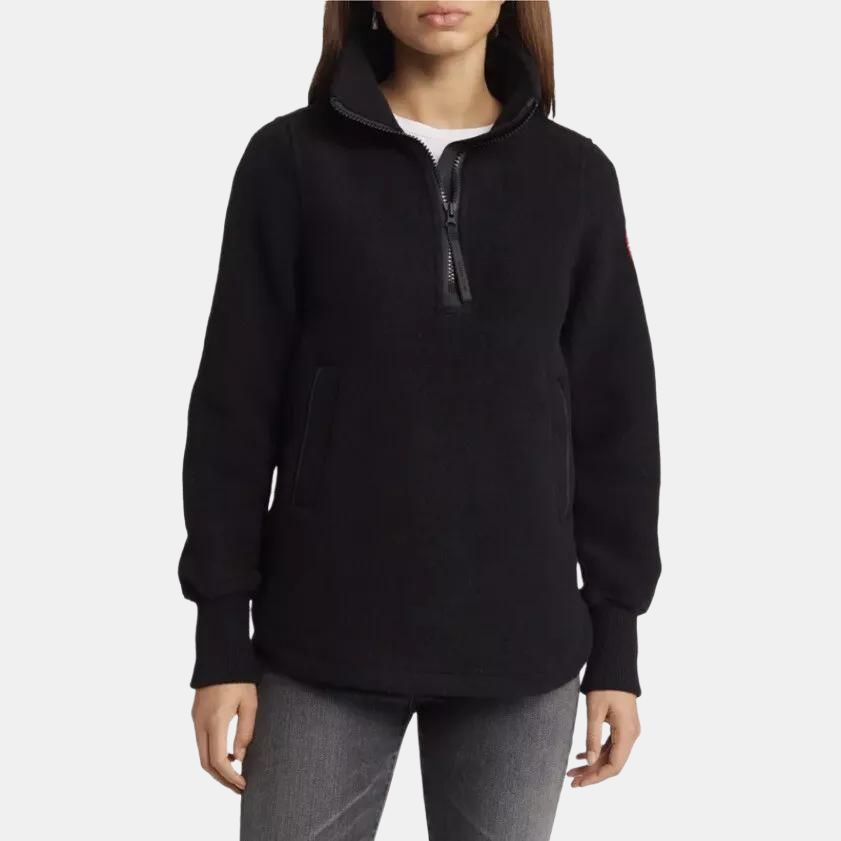 Женский свитер Canada Goose Severn ½ Zip Sweater Kind Fleece Logo (черный) — фото 2
