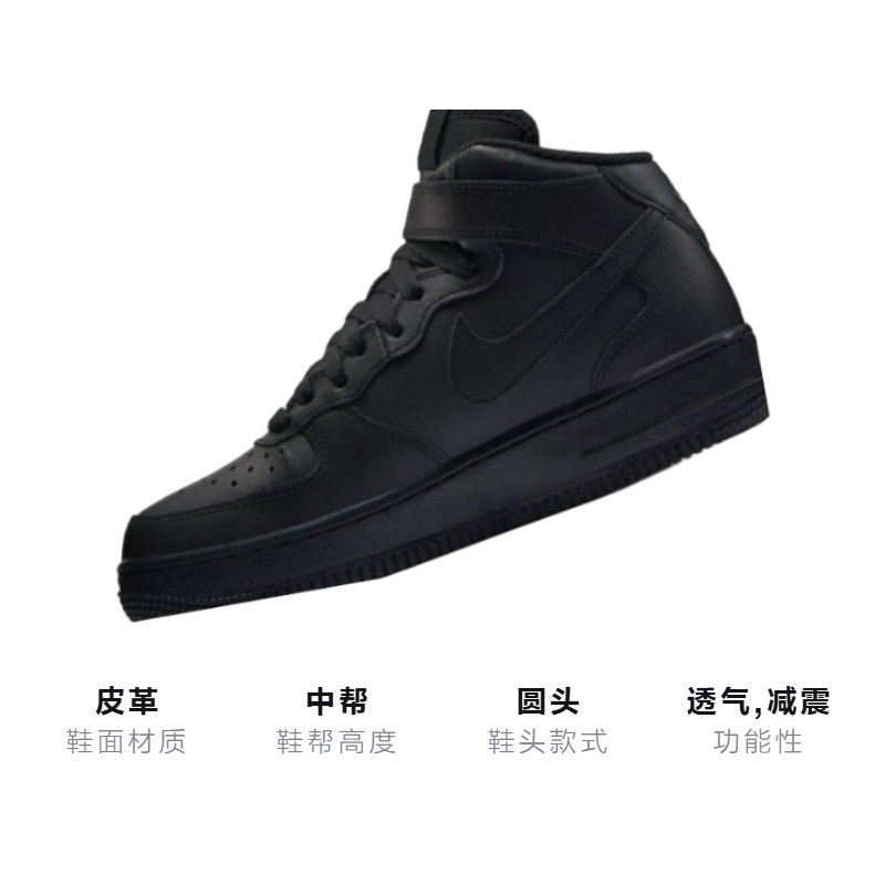 Кеды Nike NikeAir Force 1 GS (черный) — Чёрный — фото 3