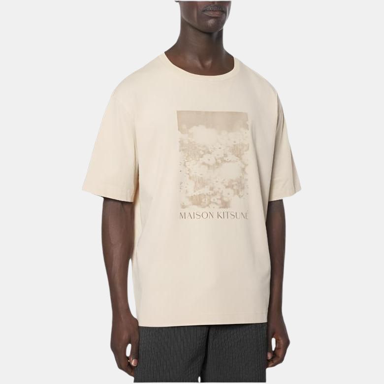 Мужская футболка Maison Kitsune T (бежевая) — фото 4