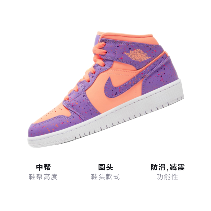 Кроссовки Jordan Air Jordan 1 Mid Atomic Pulse GS (розово-фиолетовые) — фото 3
