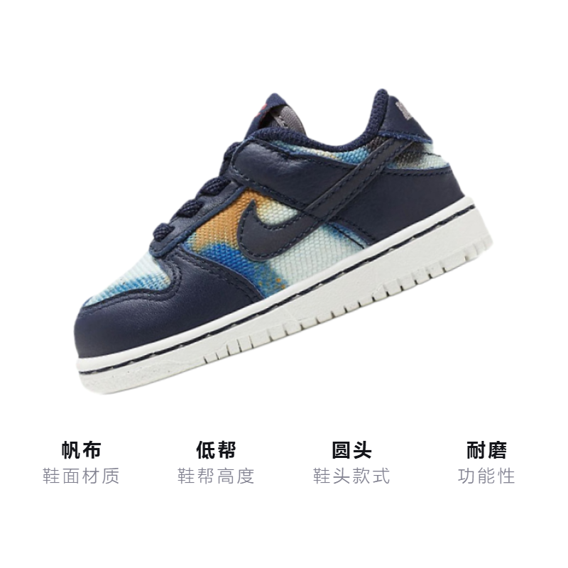 Детские кеды Nike Dunk (черно-синие) — фото 3