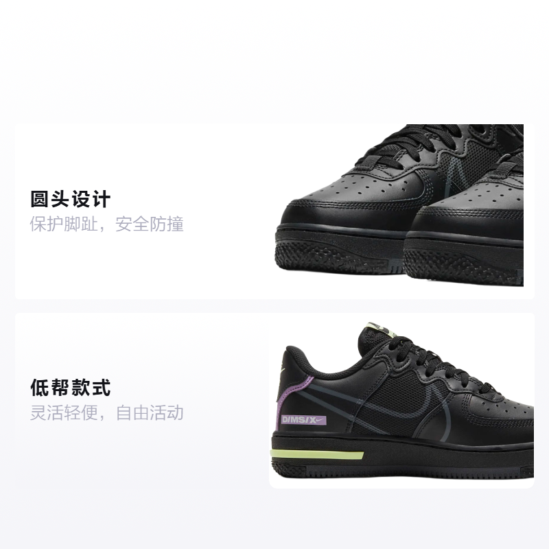 Унисекс кеды Nike NikeAir Force 1 React (черный) — фото 2
