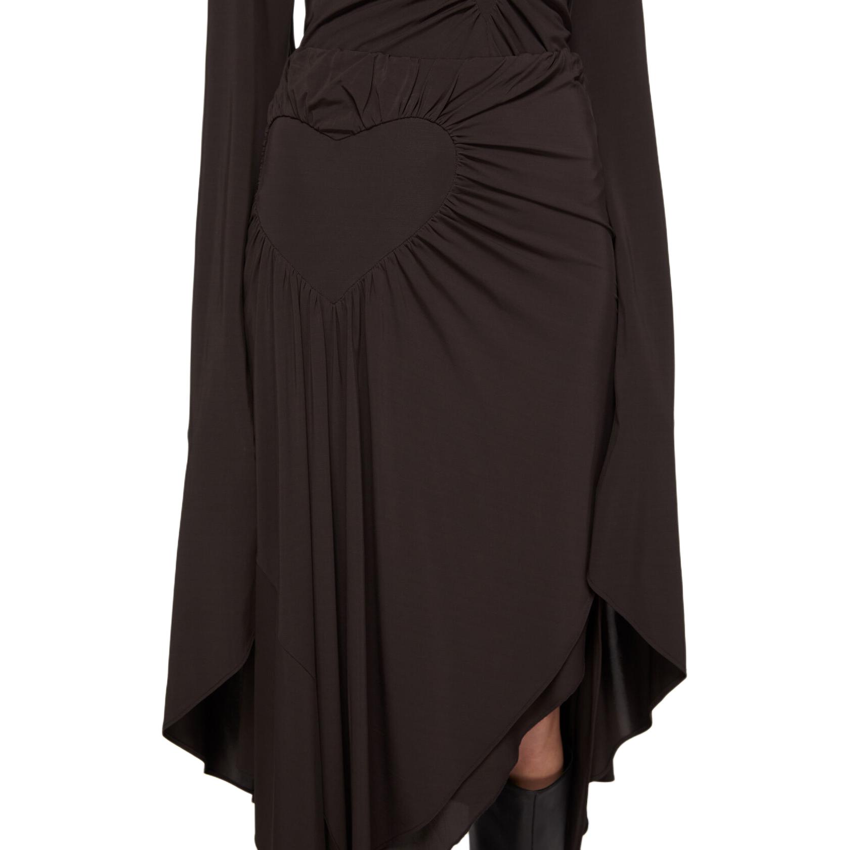 Женская юбка Acne Studios SS24 Asymmetric Midi Skirt (коричневая) — фото 5
