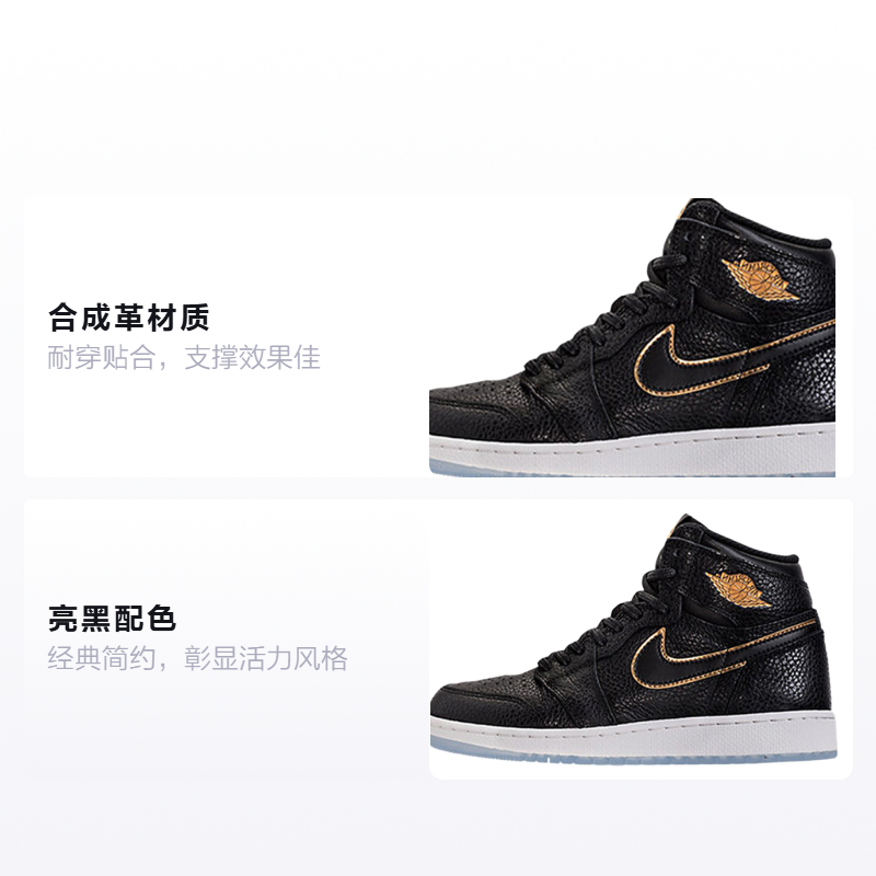 Кеды Jordan Air Jordan 1 High (черный / золотой) — Чёрный / золотой — фото 2
