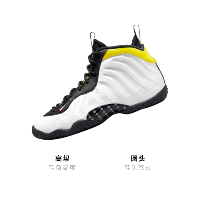 Высокие кроссовки Nike Foamposite One (белый / черный / желтый) — Белый / чёрный / жёлтый — фото 3