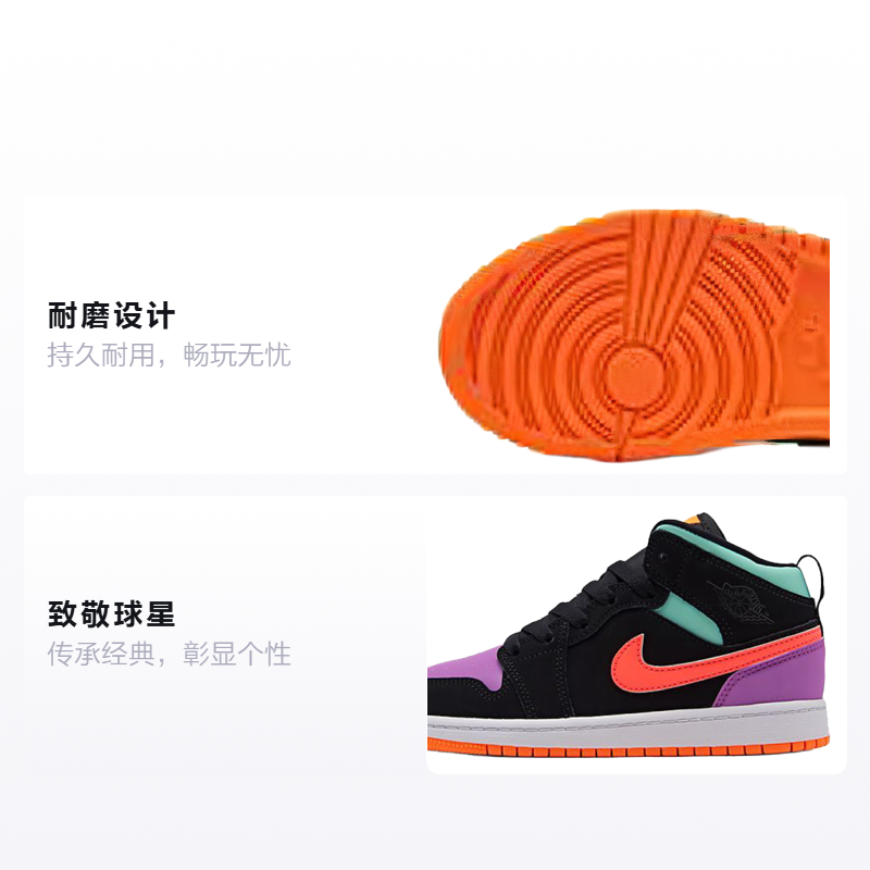 Детские кроссовки Jordan Air Jordan 1 (черно-оранжевый) — фото 2