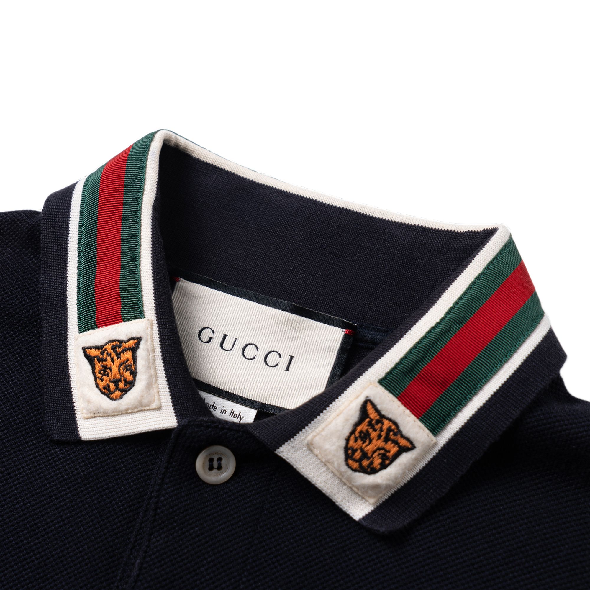 Мужская футболка Gucci Polo (темно-синяя) — фото 8