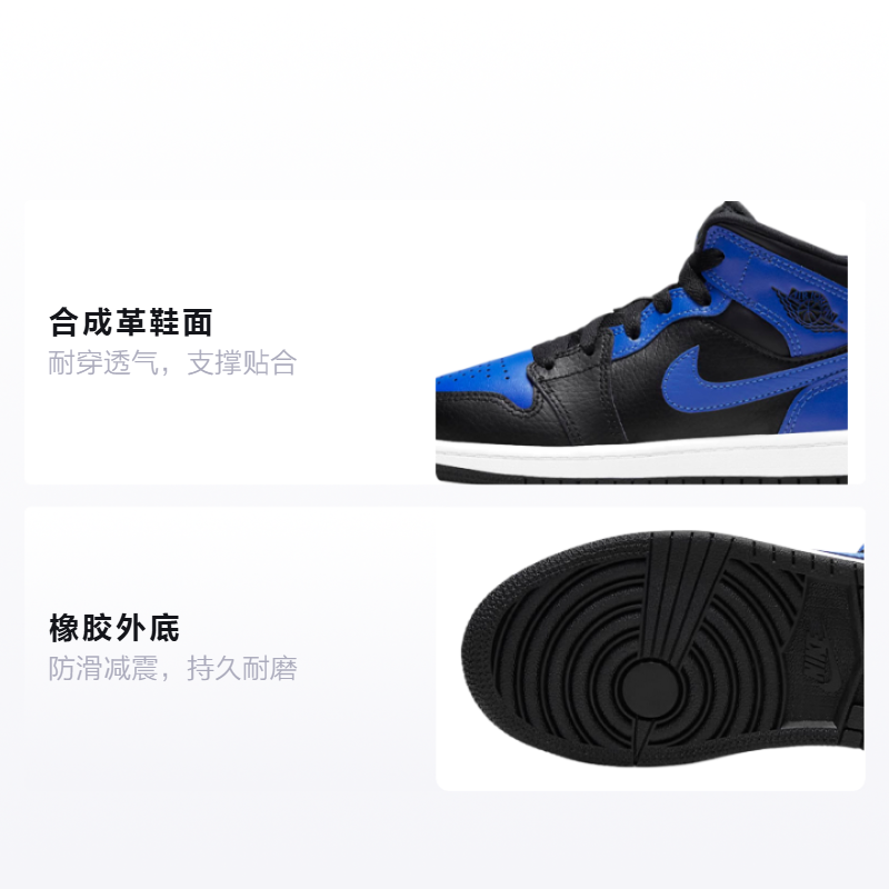Детские кроссовки Jordan Air Jordan 1 Mid "Hyper Royal" (сине-черные) — Синий / чёрный — фото 2