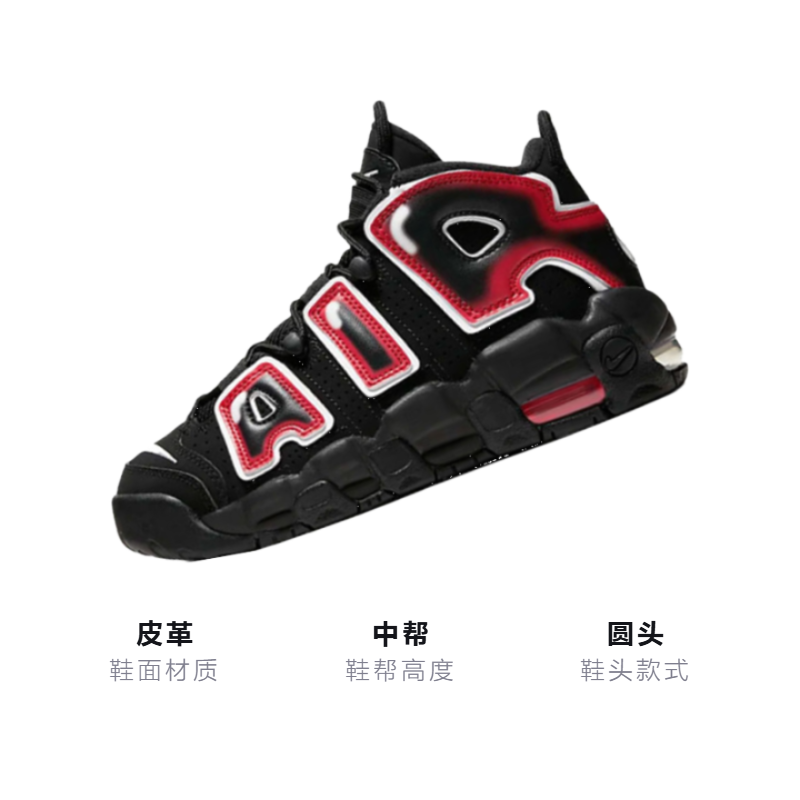 Кроссовки Nike NikeAir More Uptempo (черно-красные) — фото 3