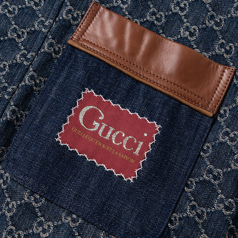 Мужская куртка Gucci Denim Logo (синяя) — фото 5